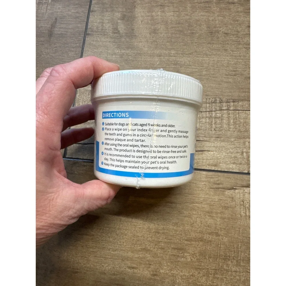 TZQPOKUT Dog Cat Dental Finger Wipes Oral Hygiene Tartar Plaque‎ Cleaning